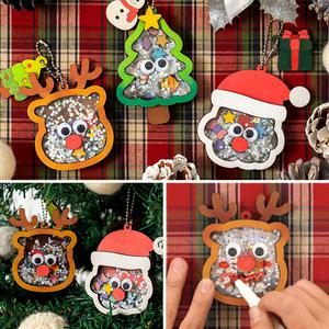 [문구티쳐] 민화샵 크리스마스 홀로그램 비즈쉐이커 만들기 (3중택1) 산타 루돌프 트리 우드아트 쉐이커 미술키트