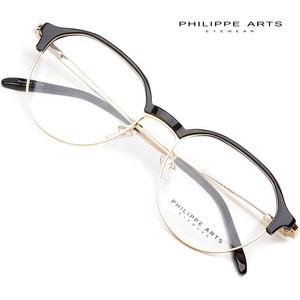 필립아츠 안경테 PA3002D C3 반뿔테 하금테 스프링 골드 레트로