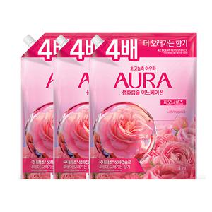 아우라 생화캡슐 리필, 피오니로즈, 1.7L, 3개