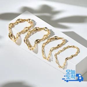 14K 샤이니 아몬드스타 체인 금 반지