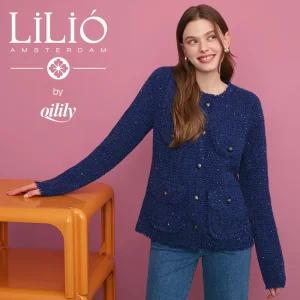 by 오일릴리 에센셜 퓨어 캐시미어100 시퀸 니트 자켓