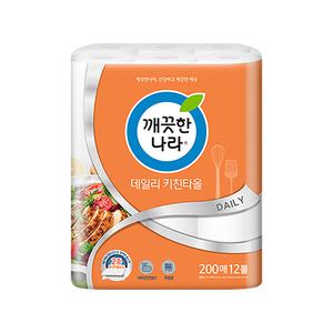 깨끗한나라 데일리 키친타올 200매 12롤 1팩