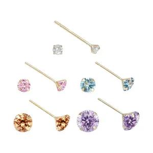 [골드피아] 14K 라운드 컬러큐빅 귀걸이