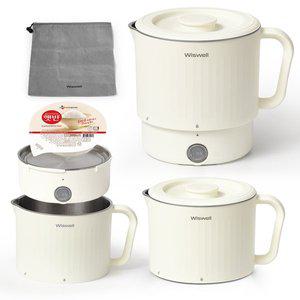 [위즈웰  ]올 스텐 머그팟 WK3710 휴대용 여행용 전기 라면 멀티 포트 접이식 폴딩 듀얼 전압