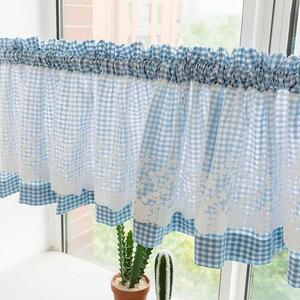 [BZJK35K0_4B]로맨틱 레이스 체크 바란스 커튼 미니 반커텐