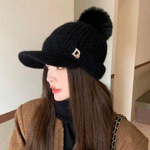 골프 등산 D 이니셜 방한 니트 방울 모자