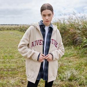 플루크 아플리케 아치 로고 기모 후드 집업 FZT1016 / 4color