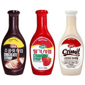 서강 초코시럽 530g+딸기시럽 530g+연유 500g 딸기시럽 연유크리밀 서강시럽