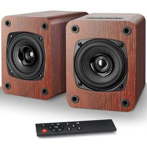 블루투스 5.3 및 비닐 레코드 플레이어용 내장 앰프가 있는 RIOWOIS 전원 책장 스피커, 3.5인치 듀얼 콘 드라이버가 있는 30W*2 턴테이블 스피커, 광학/AUX/TV-ARC 입력(빨간색)