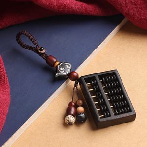 주판 열쇠 고리 차 키링 키 홀더 펜던트 풍수 재물 운 선물 악세서리 원목 행운 부적 선물