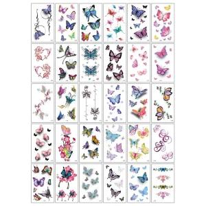 나비 지워지는 타투스티커 문신 헤나 패션/쇄골 반팔 패키지 벚꽃 피안화 꽃 크리스마스 산타 눈사람 야광