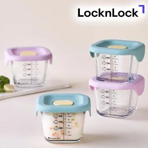 락앤락 리틀럽 디어 이유식식용기 3P 세트 실리콘 간편캡 밀폐캡 내열유리 소분용기