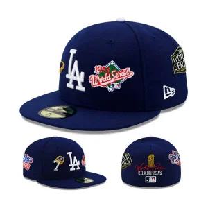 [관부가세포함] 뉴에라 LA 다저스 블루 피티드 햇 MLB 7회 월드시리즈 챔피언 링 패치 캡