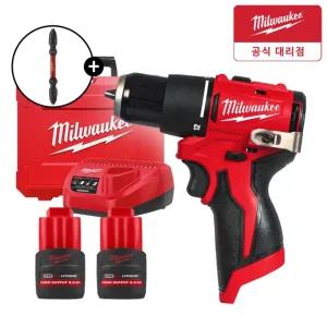 밀워키 M12 BLPDRC-252C 12V 충전 브러쉬리스 해머드릴 2.5Ah 비트날포함