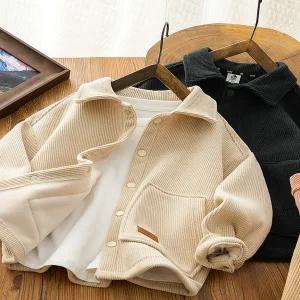 코듀로이 자켓 재킷 셔츠 남방 골덴 캐주얼 점퍼 잠바 용 벨벳 코트 가을 겨울 옷 2024년 중대형 아동용 상