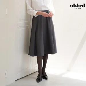 뒷 허리 밴딩 플레어 미디 스커트 (WICCSK001)