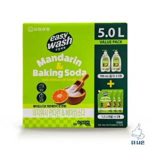 해피홈 이지워시 만다린 앤 베이킹소다 주방세제 5L