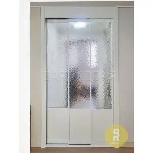 [바른도어]36번 초슬림3연동중문 고시형 화이트 아쿠아강화유리a