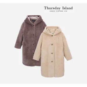 [써스데이아일랜드][Thursday Island] 후드 퍼 롱코트(T238MLT242W)