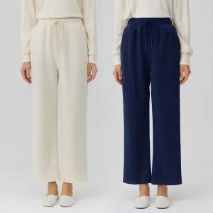 데일리룩 여성 와이드 코듀로이팬츠 골덴 간절기 겨울 밴딩슬랙스 빅사이즈 고무줄바지