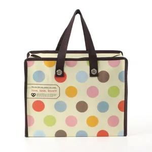 (30x23cm) 가방 화이트도트 지퍼 타포린백 리유저블 쇼핑백/수납/정리/타보린백/가방/큰가방/접이식/여행