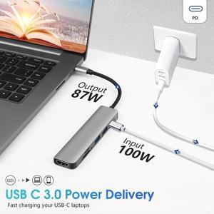 6포트 USB C 허브 - 4K HDMI 호환 SD TF 카드 리더기 3.0  MacBook ipad 호환 samsung 호환용 충전 도킹