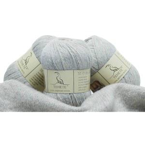 뜨개질용 100% 메리노 울 실 3겹 럭셔리 웜 소프트 경량 블루 크로셰 (라이트 그레이)