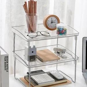 접이식 투명 선반 아크릴 책상 수납 화장품 주방 정리 모듈선반 적층선반 진열장 정리대