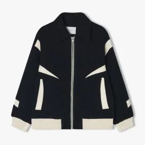 리버클래시 남성 블랙 스탠카라 바시티 집업 점퍼(LKW22443) 300186