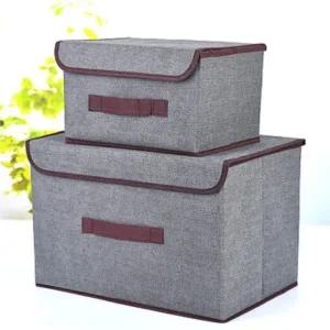 패브릭 옷정리함 접이식 정리박스 자취생 필수템 옷장 수납박스 차골색상 2P 세트