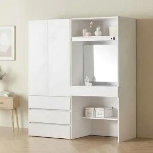 아씨방가구 마일 터치 행거 3단 서랍+화장대 옷장 세트 1600