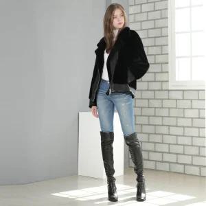 65얼티밋FAUXFUR밍크무스탕라이더자켓