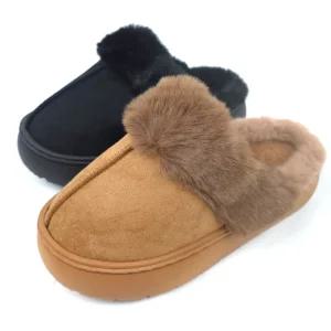 순이의신발장 150g 가벼운 퍼 발편한 통굽 키높이 여성 방한 털 슬리퍼 여자 겨울 신발