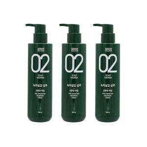 아모스 녹차실감 샴푸 지성 두피용 500g 3개