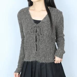 [파라노말샵]6색 리본 골지 브이넥 니트 가디건 (파라노말샵)