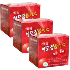 총3개 한미 헤모철플러스 엽산 120캡슐x3개 철분 임신 철분제 오징어먹물색소