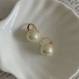 예쁜 심플 후크 왕진주귀걸이 기본 볼드 원터치귀걸이