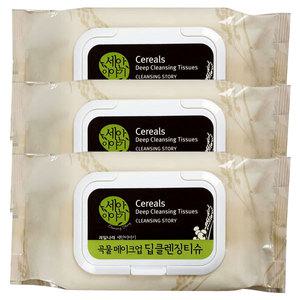 과일나라 세안이야기 곡물 딥 클렌징티슈 100매 x3개