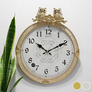 무소음 부엉이 장식 금은도금 주물 벽시계 HSA-597