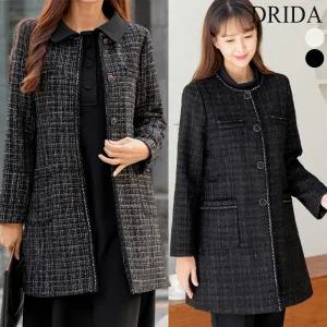[드리다]엄마옷 드리다 여자 겨울 빅사이즈 트위드 누빔 하프 자켓 50-60대 중년 여성 마담 하객 상견례 옷