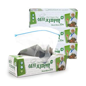 위생대장 쉐프 지퍼백 소형 18x20cm 20매X4개 실속형 위생백,비닐랩,위생봉투