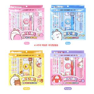 몰랑 베스트 문구세트 연필 지우개 연필깎이 지함필통 15cm자 피규어 6색볼펜 신학기 학용품 선물세트