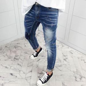 [대륙의실수샵] 배기핏 페인팅 덧댐 청바지