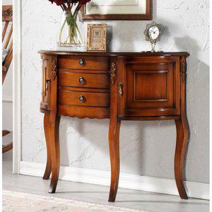 [자르파라]클래식 앤틱 원목 수납형 반원 콘솔 / 이쁜 작은 포인트 모던 주방 슬림 엔틱 테이블