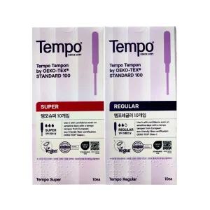 동아제약 템포 슈퍼/레귤러 10개입 순면 체내 삽입형 생리대