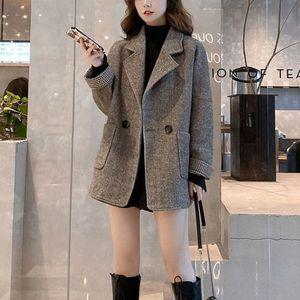 스타일아유 클래식 루즈핏 격자 무늬 겨울 오버핏 체크 모직 코트 자켓JK0103