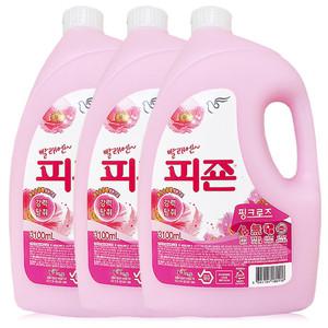 피죤 핑크로즈 3.1L 3개 , 섬유유연제 대용량 리필 용기 본품