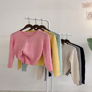 라체트 보들 꽈배기 브이넥 긴팔 니트(6color)