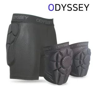오딧세이 스키   스노우 보드 RB 라이더 엉덩이 + 무릎 보호대 세트 블랙