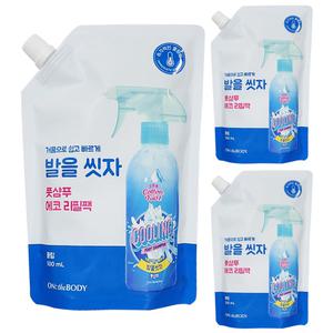 온더바디 코튼풋 발을씻자 풋샴푸 에코 리필 쿨링향 500ml 3개